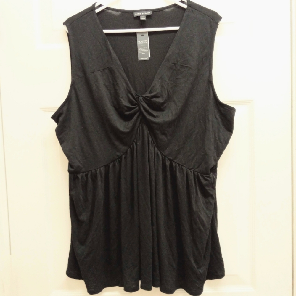 Lane Bryant Babydoll Top Twist Front Size 22/24 V Neck Stretchy Workwear NWT